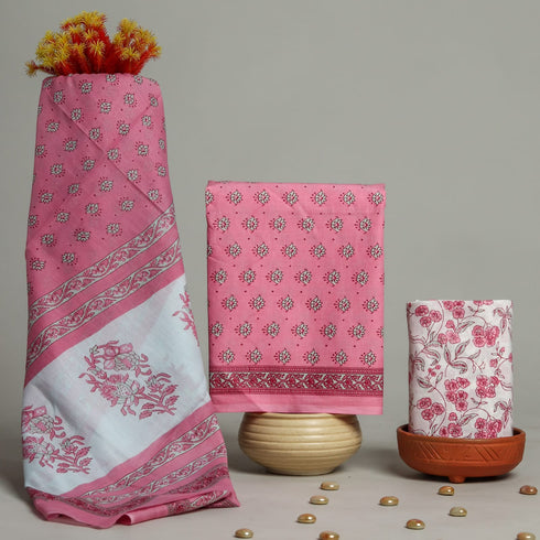 Elegant Buti Print Cotton Suit Set with Mulmul Dupatta (PRMUL82)